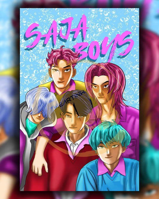 Image of Saja Boys with a blue background